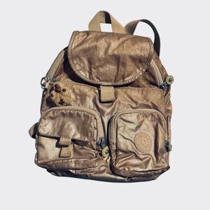 Kipling Lovebug Travel Small Backpack Bronze Gold Quartz Metallic